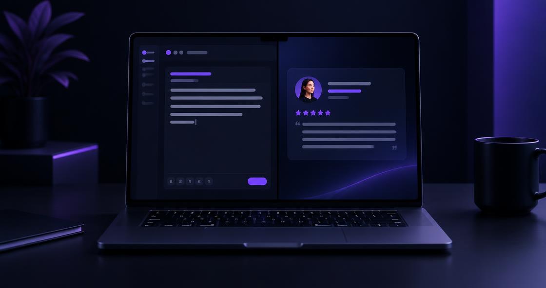 A live review editor and testimonial preview